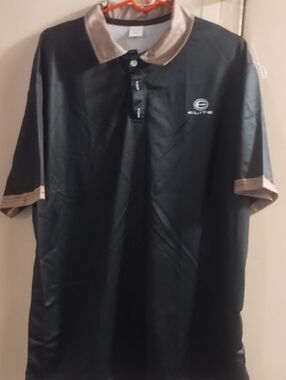 Men's Black Polo with Gold Trim